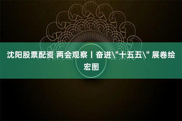 沈阳股票配资 两会观察丨奋进＂十五五＂ 展卷绘宏图